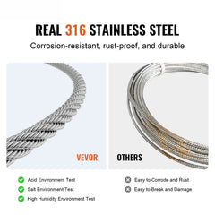 T316 Stainless Steel Cable 3.18mm 7x7 Steel Wire Rope 182.3m Cable Railing