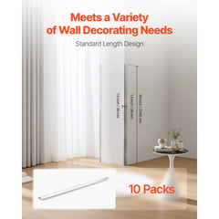 Stainless Steel Wall Corner Protector, 38 x 38 x 2436 mm, 10 Pack Metal Corner Guards, 304 Stainless Steel Edge Trim 90-Degree Angle for Home,Office,Commercial Wall Protection, with 3m Tape