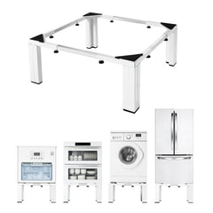 Laundry Pedestal, 305 mm Height, Washer and Dryer Pedestals with 544 kg Weight Load Capacity, 475-785 mm Adjustable, Non-Slip Feet, Heavy-duty Steel Washing Machine Stand Universal Fit, White