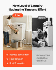 Laundry Pedestal, 305 mm Height, Washer and Dryer Pedestals with 544 kg Weight Load Capacity, 475-785 mm Adjustable, Non-Slip Feet, Heavy-duty Steel Washing Machine Stand Universal Fit, White