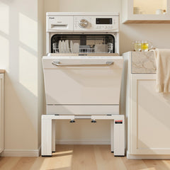 Laundry Pedestal, 305 mm Height, Washer and Dryer Pedestals with 544 kg Weight Load Capacity, 475-785 mm Adjustable, Non-Slip Feet, Heavy-duty Steel Washing Machine Stand Universal Fit, White