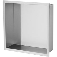 33.02 x 33.02 cm No Tile Shower Niche 304 Stainless Steel, Wall-Inserted Niche Recessed Double Shelves, Sealed Waterproof Rust-Resistant Modern Niche for Shower Bathroom Soap Storage, Silver