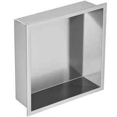 33.02 x 33.02 cm No Tile Shower Niche 304 Stainless Steel, Wall-Inserted Niche Recessed Double Shelves, Sealed Waterproof Rust-Resistant Modern Niche for Shower Bathroom Soap Storage, Silver
