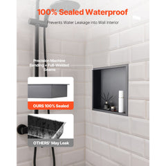 Shower Niche, 33.0 x 33.0 x 10.2 cm Recessed Wall Niche, Heavy-duty Stainless Steel Modern Soap & Shampoo Storage Organizer, Sealed Waterproof, Durable & Easy to Install, Black for Bathroom