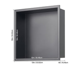 Shower Niche, 33.0 x 33.0 x 10.2 cm Recessed Wall Niche, Heavy-duty Stainless Steel Modern Soap & Shampoo Storage Organizer, Sealed Waterproof, Durable & Easy to Install, Black for Bathroom
