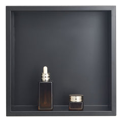 Shower Niche, 33.0 x 33.0 x 10.2 cm Recessed Wall Niche, Heavy-duty Stainless Steel Modern Soap & Shampoo Storage Organizer, Sealed Waterproof, Durable & Easy to Install, Black for Bathroom