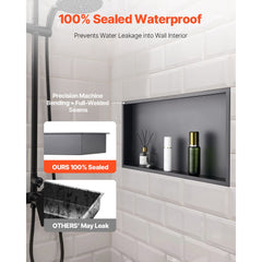 Shower Niche, 33.0 x 63.5 x 10.2 cm Recessed Wall Niche, Heavy-duty Stainless Steel Modern Soap & Shampoo Storage Organizer, Sealed Waterproof, Durable & Easy to Install, Black for Bathroom