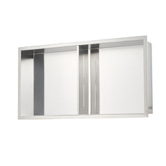Shower Niche, 33.0 x 63.5 x 10.2 cm Recessed Wall Niche Double-layer, with Hollowed-out Divider, Heavy-duty Stainless Steel Modern Shampoo Storage Organizer, Waterproof, Silver for Bathroom