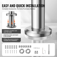 47.2in Handrails for Outdoor Steps 3 Crossbars Staircase for Porch Deck