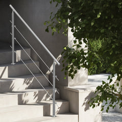 Handrails for Outdoor Steps, 59 in Length 3 Crossbars Stair Hand Rail Kit, Transitional Stainless Steel Railings w/ Installation Kit, Double-column Staircase Handrails for Seniors,Porch & Deck