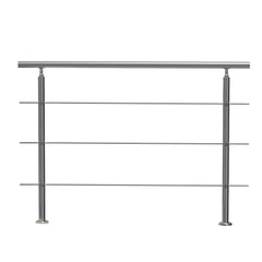 Handrails for Outdoor Steps, 59 in Length 3 Crossbars Stair Hand Rail Kit, Transitional Stainless Steel Railings w/ Installation Kit, Double-column Staircase Handrails for Seniors,Porch & Deck