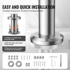 Handrails for Outdoor Steps, 70.9in Length 2 Crossbars Stair Hand Rail Kit, Transitional Stainless Steel Railings w/ Installation Kit, Double-column Staircase Handrails for Seniors,Porch & Deck