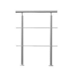 Handrails for Outdoor Steps, 31.5in Length 2 Crossbars Stair Hand Rail Kit, Transitional Stainless Steel Railings w/ Installation Kit, Double-column Staircase Handrails for Seniors,Porch & Deck
