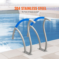 Pool Handrail 2 PCS 30x30in Stainless Steel with Base Plate for Spas
