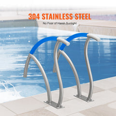 Pool Handrail 2 PCS 30x30in Stainless Steel with Base Plate for Spas