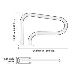 Pool Handrail, 32 x 23 inch Pool Railing, Stainless Steel with Base Plate for Indoor/Outdoor Pools,Swimming Pool Safety Railing for Decks,Rust-Proof Grab Bar w/ Grip Cover&Accessories for Spas