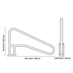 Pool Handrail 54 x 36 inch Stainless Steel with Base Plate for Spas