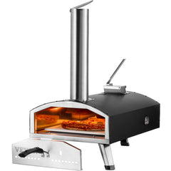 Outdoor Pizza Oven, 12" Wood Fired Pizza Ovens, Pellet Pizza Stove with Thermometer, Portable Pizza Maker for Outside Backyard Patio Camping, Pizza Stone, Carry Bag, Shovel, Black