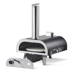 Outdoor Pizza Oven, 12 in Wood Fired Pizza Ovens, Pellet Pizza-Stove with Thermometer & Electric Rotation, Portable Pizza-Maker for Outside Backyard Patio Camping, Pizza-Stone, Carry Bag, Shovel