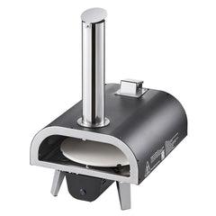 Outdoor Pizza Oven, 12 in Wood Fired Pizza Ovens, Pellet Pizza-Stove with Thermometer & Electric Rotation, Portable Pizza-Maker for Outside Backyard Patio Camping, Pizza-Stone, Carry Bag, Shovel