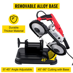 Portable Band Saw,with Removable Alloy Steel Base Cordless Band Saw,127mm Cutting Capacity Hand held Band Saw,Variable Speed Portable Bandsaw, 10Amp Motor Deep Cut Band saw for Metal Wood