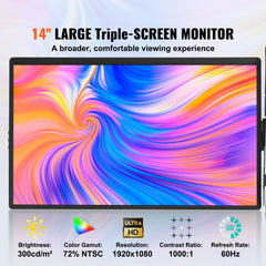 Laptop Screen Extender 14" HD 1080P Portable Monitor for 13"-17" Laptop