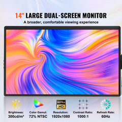 Laptop Screen Extender 14in HD 1080P Portable Monitor for 13"-17" Laptop