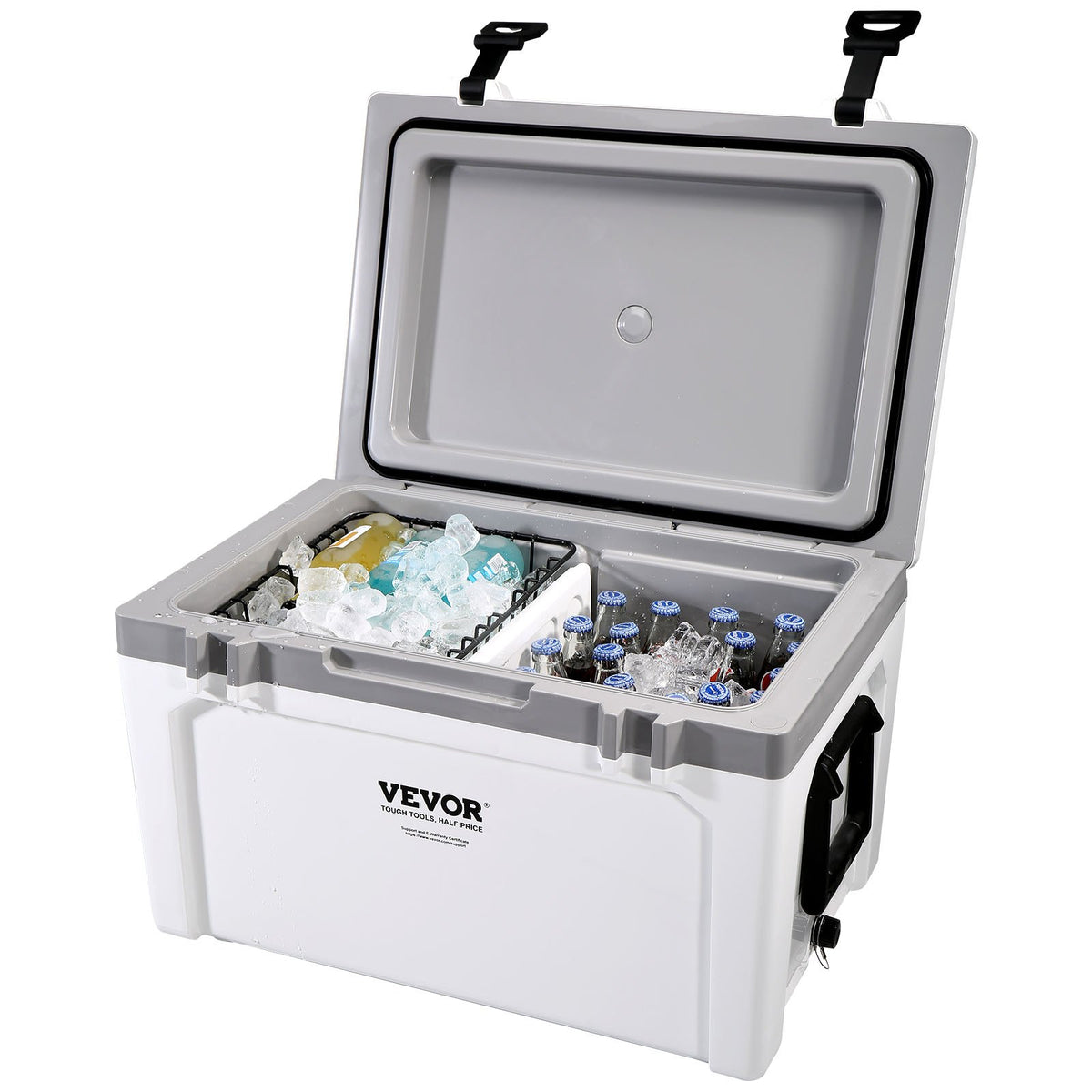 Insulated Portable Cooler, 49 L, Holds 50 Cans, Ice Retention Hard Cooler with Heavy Duty Handle, Ice Chest Lunch Box for Camping, Beach, Picnic, Travel, Outdoor, Keeps Ice for up to 6 Days