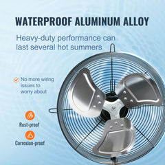 Shutter Exhaust Fan, 406 mm High-speed 1400RPM 1506 CFM, Aluminum Wall Mount Attic Fan with AC-motor, Ventilation and Cooling for Greenhouses, Garages, Sheds, Shops