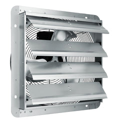 Shutter Exhaust Fan, 406 mm High-speed 1400RPM 1506 CFM, Aluminum Wall Mount Attic Fan with AC-motor, Ventilation and Cooling for Greenhouses, Garages, Sheds, Shops