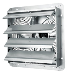 Shutter Exhaust Fan, 406 mm High-speed 1400RPM 1506 CFM, Aluminum Wall Mount Attic Fan with AC-motor, Ventilation and Cooling for Greenhouses, Garages, Sheds, Shops