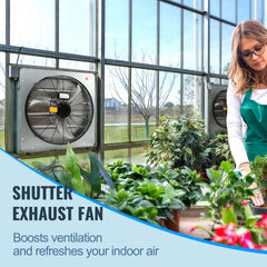Shutter Exhaust Fan, 610 mm High-speed 1400RPM 2892 CFM, Aluminum Wall Mount Attic Fan with AC-motor, Ventilation and Cooling for Greenhouses, Garages, Sheds, Shops