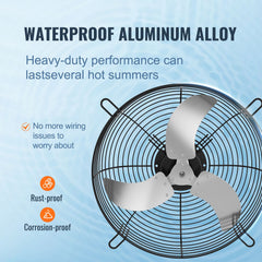 Shutter Exhaust Fan, 610 mm High-speed 1400RPM 2892 CFM, Aluminum Wall Mount Attic Fan with AC-motor, Ventilation and Cooling for Greenhouses, Garages, Sheds, Shops