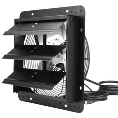 Shutter Exhaust Fan, 305 mm /12 inch with Temperature Humidity Controller, EC-motor, 904 CFM, Variable Speed Adjustable Wall Mount Attic Fan, Ventilation and Cooling for Greenhouses, Garages, Sheds