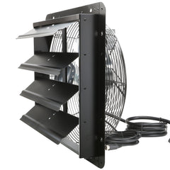 Shutter Exhaust Fan, 406 mm /16inch with Temperature Humidity Controller, EC-motor, 1747 CFM, Variable Speed Adjustable Wall Mount Attic Fan, Ventilation and Cooling for Greenhouses, Garages, Sheds