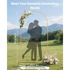 Arch Backdrop Stand, 2.2 x 1.2 m, Stable Structure, Easy Assembly, 1 Set Gold Metal Arch Backdrop Stand for Wedding, Birthday Party, Graduation, Holiday Celebration, and Ceremony Decoration