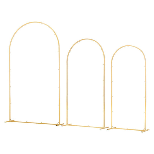Arch Backdrop Stand, Set of 3, 2.2/2/1.8 m , Stable Structure, Easy Assembly, Gold Metal Arch Backdrop Stand for Wedding, Birthday Party, Graduation, Holiday Celebration, and Ceremony Decoration
