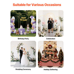 Arch Backdrop Stand, Set of 3, 2.2/2/1.8 m , Stable Structure, Easy Assembly, Gold Metal Arch Backdrop Stand for Wedding, Birthday Party, Graduation, Holiday Celebration, and Ceremony Decoration