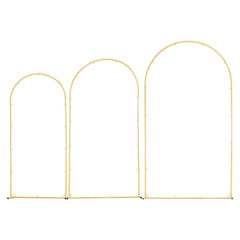 Arch Backdrop Stand, Set of 3, 2.2/2/1.8 m , Stable Structure, Easy Assembly, Gold Metal Arch Backdrop Stand for Wedding, Birthday Party, Graduation, Holiday Celebration, and Ceremony Decoration