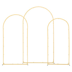 Arch Backdrop Stand, Set of 3, 2.2/2/1.8 m , Stable Structure, Easy Assembly, Gold Metal Arch Backdrop Stand for Wedding, Birthday Party, Graduation, Holiday Celebration, and Ceremony Decoration