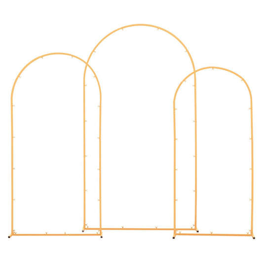 Arch Backdrop Stand, Set of 3, 2.2/2/1.8 m , Stable Structure, Easy Assembly, Gold Metal Arch Backdrop Stand for Wedding, Birthday Party, Graduation, Holiday Celebration, and Ceremony Decoration