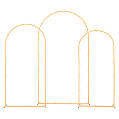 Arch Backdrop Stand, Set of 3, 2.2/2/1.8 m , Stable Structure, Easy Assembly, Gold Metal Arch Backdrop Stand for Wedding, Birthday Party, Graduation, Holiday Celebration, and Ceremony Decoration