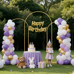 Arch Backdrop Stand, Set of 3, 2.2/2/1.8 m , Stable Structure, Easy Assembly, Gold Metal Arch Backdrop Stand for Wedding, Birthday Party, Graduation, Holiday Celebration, and Ceremony Decoration