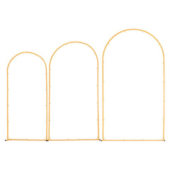 Arch Backdrop Stand, Set of 3, 2.2/2/1.8 m , Stable Structure, Easy Assembly, Gold Metal Arch Backdrop Stand for Wedding, Birthday Party, Graduation, Holiday Celebration, and Ceremony Decoration