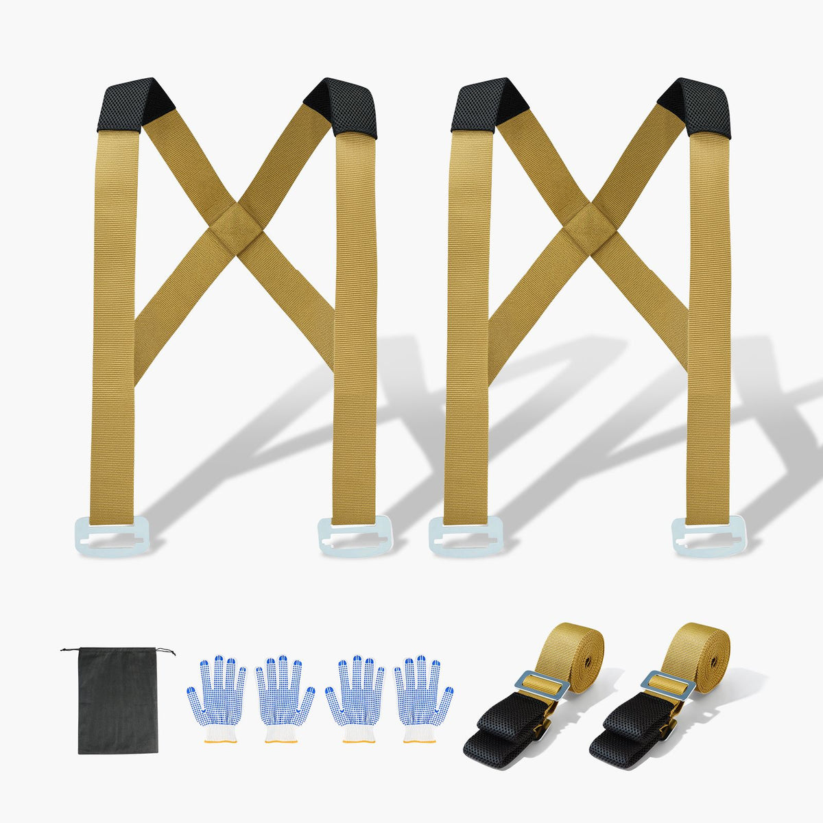Moving Straps, Supports up to 453.6 kg, 2-Person Lifting and Moving System with 2 Harness Straps & 2 Load-bearing Straps, Adjustable Lifting Shoulder Straps Move Furniture Appliances Mattresses