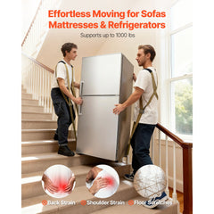 Moving Straps, Supports up to 453.6 kg, 2-Person Lifting and Moving System with 2 Harness Straps & 2 Load-bearing Straps, Adjustable Lifting Shoulder Straps Move Furniture Appliances Mattresses