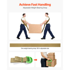 Moving Straps, 2-Person Lifting and Moving System with 2 Harness Straps, 1 Load-bearing Strap & 1 Handheld Strap, Adjustable Lifting Shoulder Straps Move Furniture Appliances Mattresses