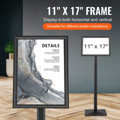 Pedestal Sign Holder Adjustable Poster Stand 11 x 17 Inch Metal Base