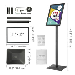 Pedestal Sign Holder Adjustable Poster Stand 11 x 17 Inch Metal Base