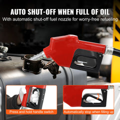 Fuel Transfer Pump, 12V DC, 10 GPM, 8 m Lift, Portable Electric Diesel Transfer Extractor Pump Kit with Automatic Shut-off Nozzle, Delivery & Suction Hose for Diesel, Kerosene, Transformer Oil